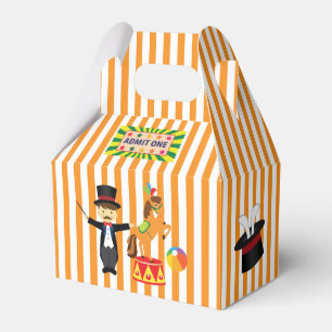 Vintager Zirkus auf Orange/Weiß Streifen Geschenkschachtel