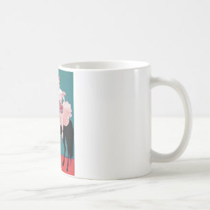 Vintager Zirkus-Ausführender mit einem schwarzen Kaffeetasse