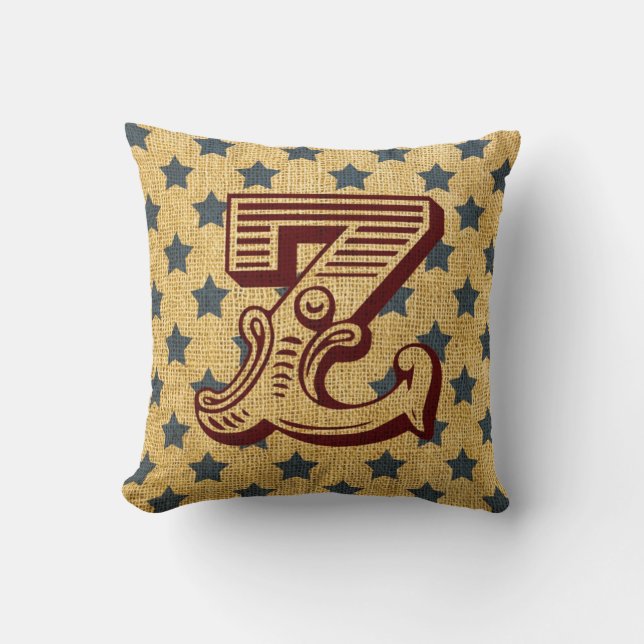 Vintager Zirkus-Buchstabe Z Kissen (Vorderseite)