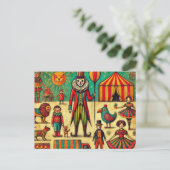 Vintager Zirkus Clown-Collage Postkarte (Stehend Vorderseite)