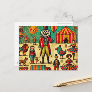 Vintager Zirkus Clown-Collage Postkarte