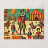Vintager Zirkus Clown-Collage Postkarte (Vorderseite)