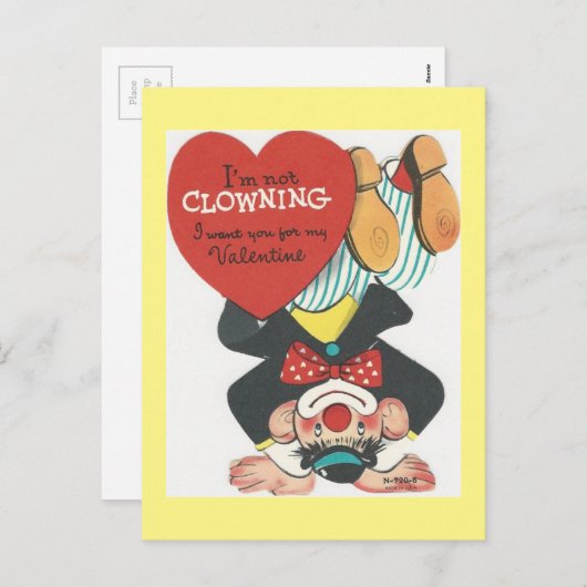 Vintager Zirkus-ClownValentine Feiertagspostkarte (Vorne/Hinten)