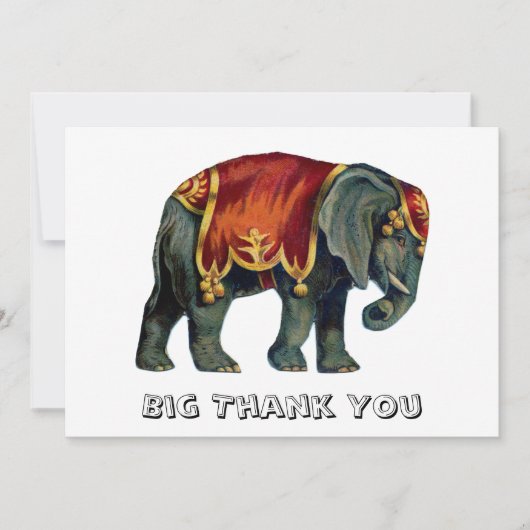 Vintager Zirkus darstellender Elefantenzirkus, Dankeskarte (Vorderseite)