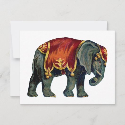 Vintager Zirkus darstellender Elefantenzirkus, Mitteilungskarte (Vorderseite)