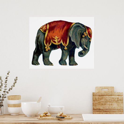 Vintager Zirkus darstellender Elefantenzirkus, Pos Poster (Küche)