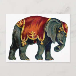 Vintager Zirkus darstellender Elefantenzirkus, Pos Postkarte
