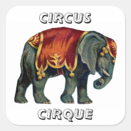 Vintager Zirkus darstellender Elefantenzirkus, Pos Quadratischer Aufkleber