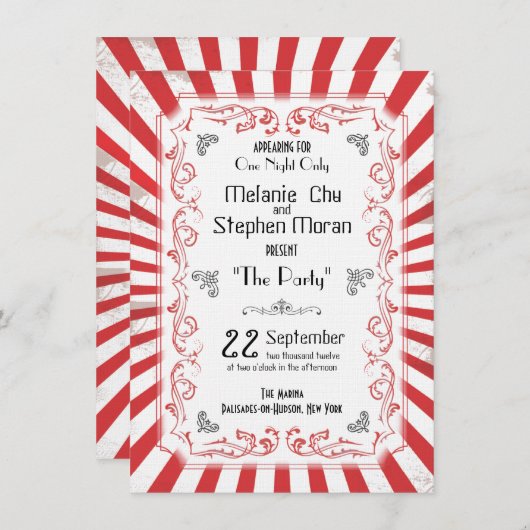 Vintager Zirkus Einladung (Vorne/Hinten)