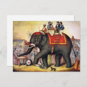 Vintager Zirkus-Elefant Postkarte (Vorne/Hinten)