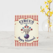 Vintager Zirkus Elefantenruhestand Karte (Gelbe Blume)