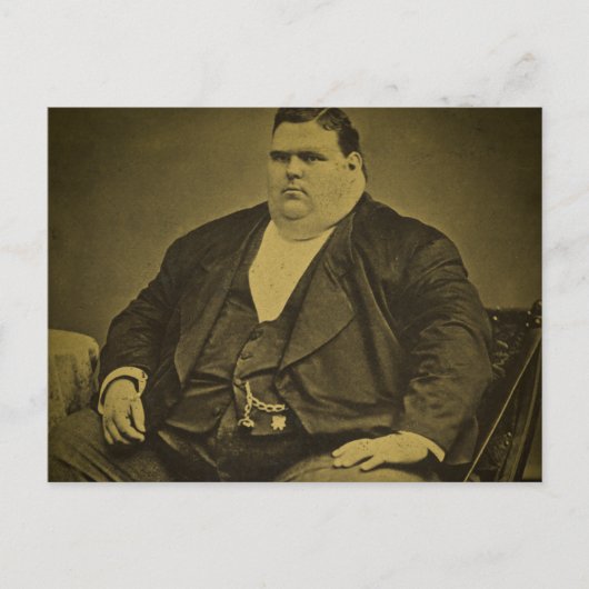 Vintager Zirkus-Freaksideshow-Fett-Mann Postkarte (Vorderseite)