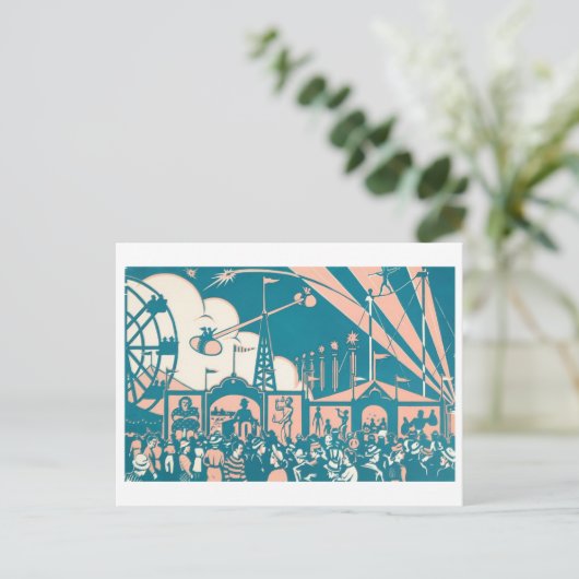 Vintager Zirkus/Karneval Postkarte (Stehend Vorderseite)