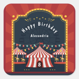 Vintager Zirkus Karneval Rotes Gebärdenalter Quadratischer Aufkleber