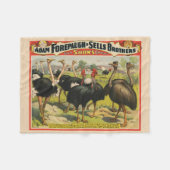 Vintager Zirkus mit Straußen und großen Vögeln. Fleecedecke (Vorderseite (Horizontal))