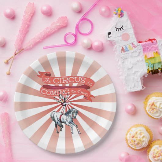 Vintager Zirkus-Papierplatte Pappteller (Party)