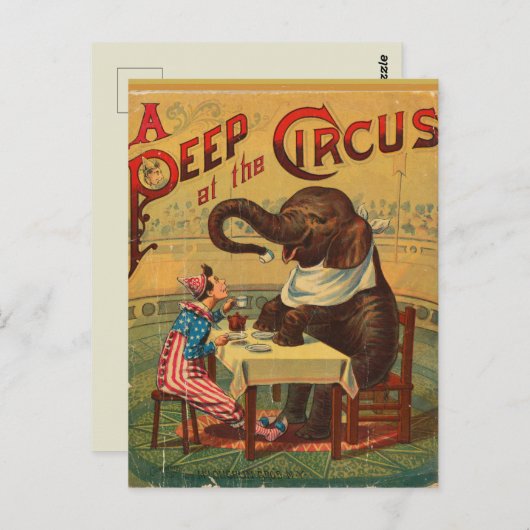 Vintager Zirkus Postkarte (Vorne/Hinten)