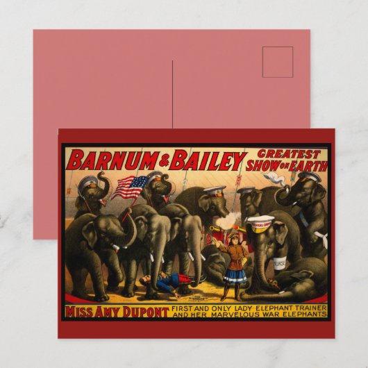 Vintager Zirkus Postkarte (Vorne/Hinten)