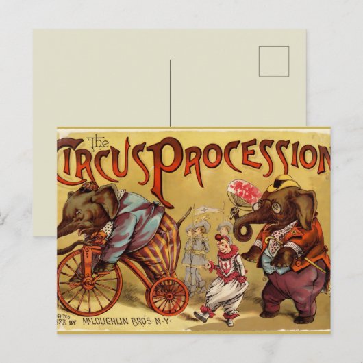Vintager Zirkus Postkarte (Vorne/Hinten)