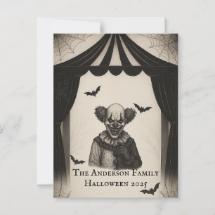 Vintager Zirkus   Spuk Karnevalthema Halloween Postkarte