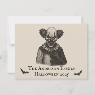 Vintager Zirkus   Spuk Karnevalthema Halloween Postkarte