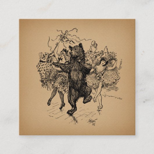 Vintager Zirkus Tanzbär Art Begleitkarte (Vorderseite)