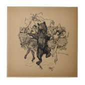 Vintager Zirkus Tanzbär Art Fliese (Vorderseite)