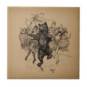 Vintager Zirkus Tanzbär Art Fliese