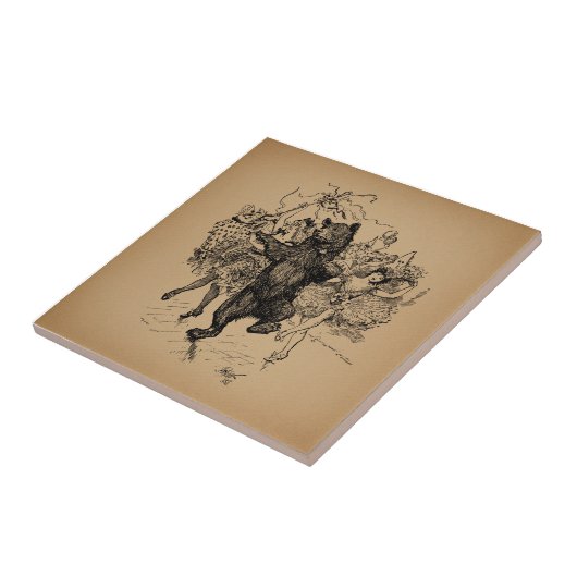 Vintager Zirkus Tanzbär Art Fliese (Seite)