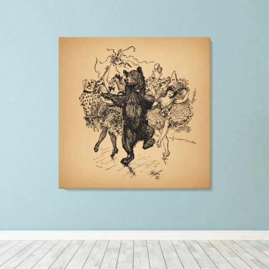 Vintager Zirkus Tanzbär Art Leinwanddruck (Insitu (Holzboden))