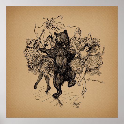 Vintager Zirkus Tanzbär Art Poster (Vorne)