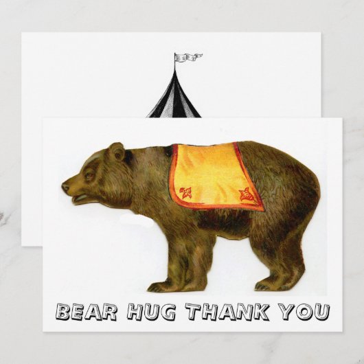 Vintager Zirkusbär darstellend Dankeskarte (Vorne/Hinten)