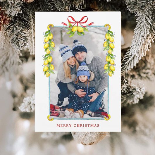 Vintager Zitronenrahmen Foto Weihnachtsgrüßkarte Ankündigung