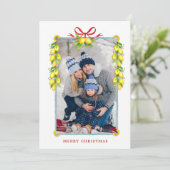 Vintager Zitronenrahmen Foto Weihnachtsgrüßkarte Ankündigung (Stehend Vorderseite)
