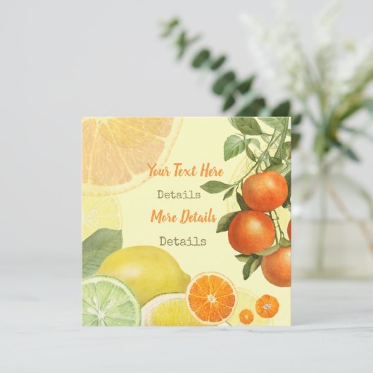 Vintager Zitrus Save the Date (Stehend Vorderseite)