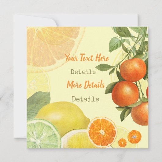 Vintager Zitrus Save the Date (Vorderseite)