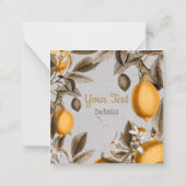 Vintager Zitrus Save the Date Mitteilungskarte (Rückseite)