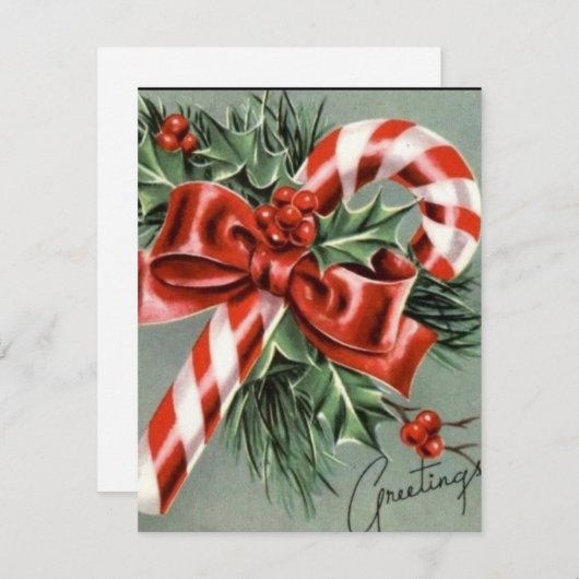 Vintager Zuckerrohr Feiertagskarte (Vorne/Hinten)