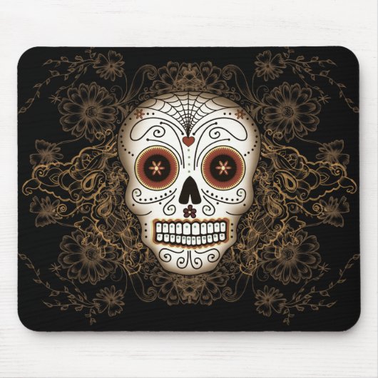 Vintager Zuckerschädel Mousepad (Vorne)