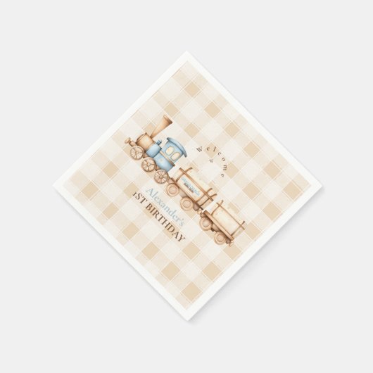 Vintager Zug 1. Geburtstag Serviette (Ecke)