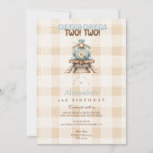 Vintager Zug 2. Geburtstag Einladung (Vorderseite)