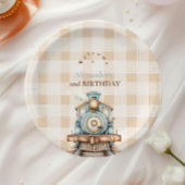 Vintager Zug 2. Geburtstag Pappteller