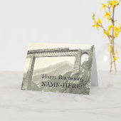 Vintager Zug auf einer Eisenbahnbrücke Karte (Gelbe Blume)