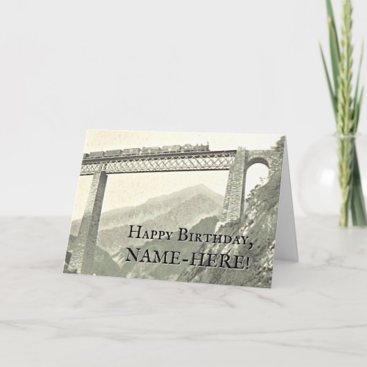 Vintager Zug auf einer Eisenbahnbrücke Karte (Vorderseite)