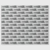 Vintager Zug auf Grau Geschenkpapier (Flach)