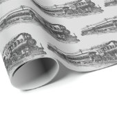 Vintager Zug auf Grau Geschenkpapier (Rolleneckpunkt)