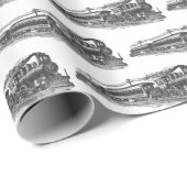 Vintager Zug auf Weiß Geschenkpapier (Rolleneckpunkt)