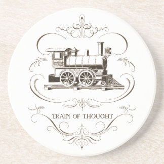 Vintager Zug des Gedankens Getränkeuntersetzer
