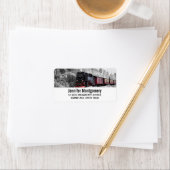 Vintager Zug durch die Winterlandschaft Adressaufkleber (Insitu)