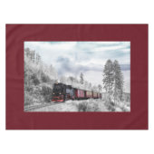 Vintager Zug durch die Winterlandschaft Tischdecke (Vorderseite (Horizontal))